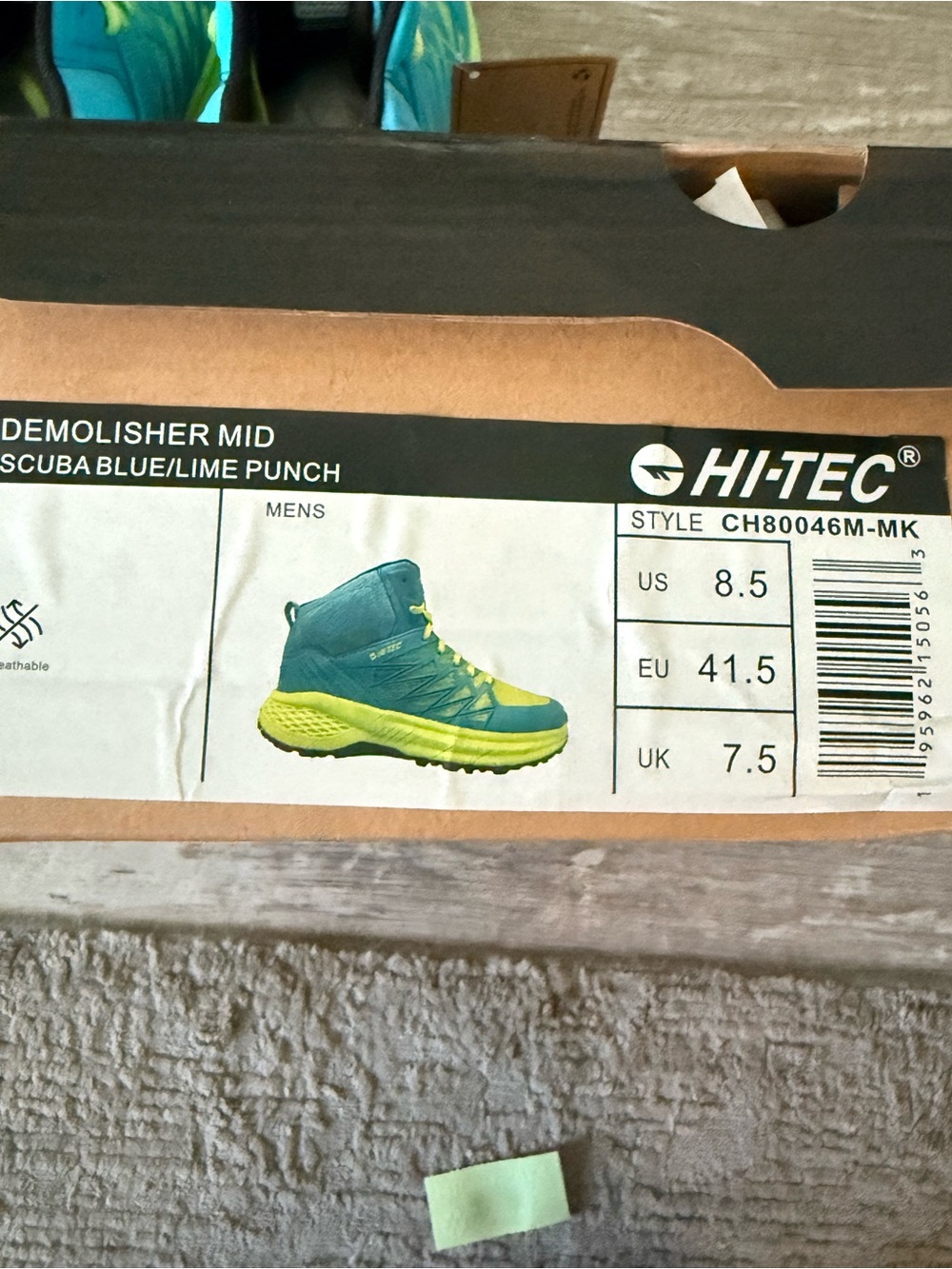 Hi-Tec Demolisher Mid Men’s 8.5 Blue Lime High Top Athletic Shoes NWT - Picture 10 of 10